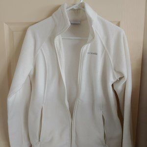Columbia White Fleece zip up jacket, Size L